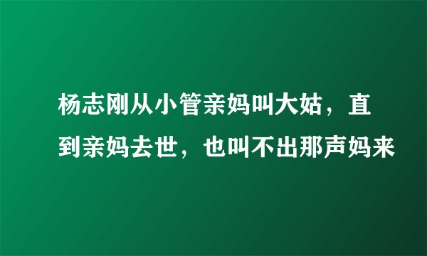 杨志刚从小管亲妈叫大姑，直到亲妈去世，也叫不出那声妈来