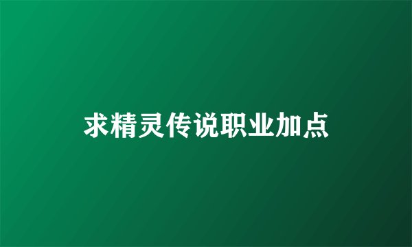 求精灵传说职业加点