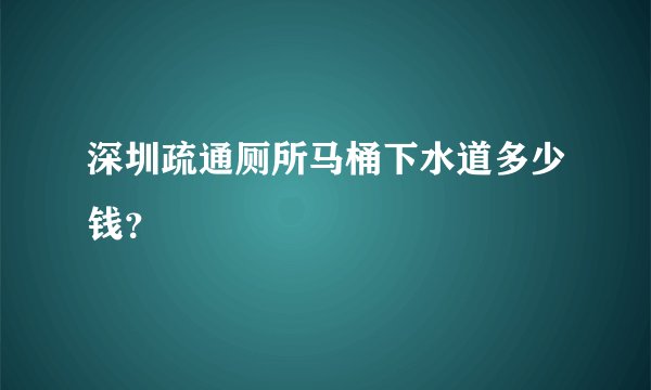 深圳疏通厕所马桶下水道多少钱？