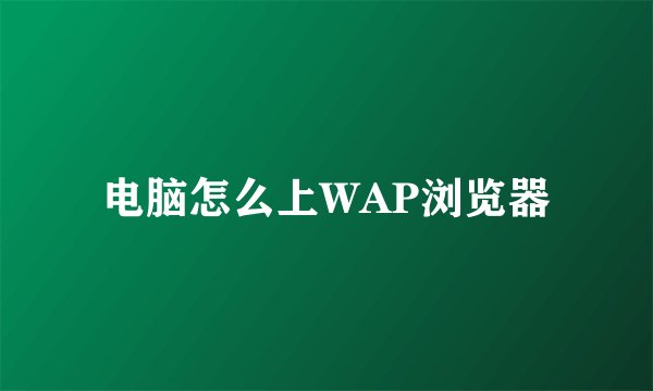 电脑怎么上WAP浏览器