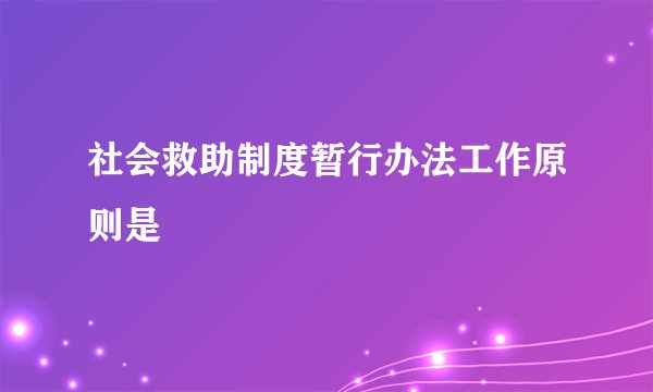社会救助制度暂行办法工作原则是
