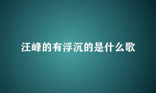 汪峰的有浮沉的是什么歌