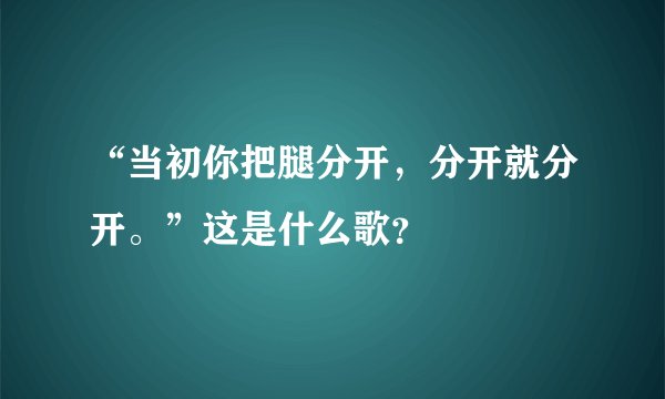 “当初你把腿分开，分开就分开。”这是什么歌？