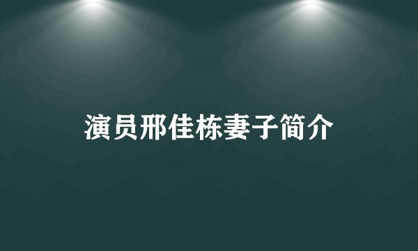 演员邢佳栋妻子简介