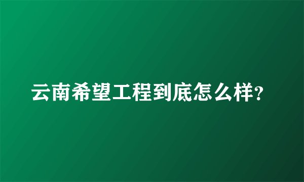 云南希望工程到底怎么样?