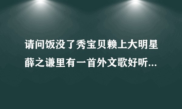 请问饭没了秀宝贝赖上大明星薛之谦里有一首外文歌好听，就是薛之谦在世博会里找不到小朋友的时候放的那首