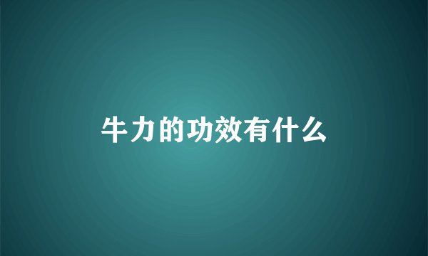牛力的功效有什么