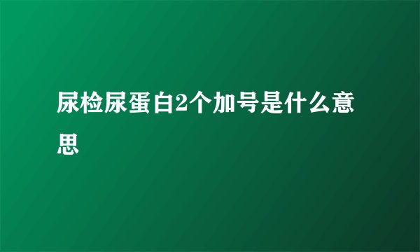 尿检尿蛋白2个加号是什么意思