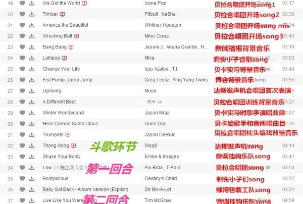 完美音调里面的歌
