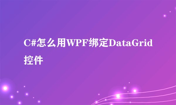 C#怎么用WPF绑定DataGrid控件