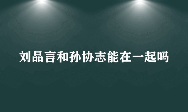 刘品言和孙协志能在一起吗