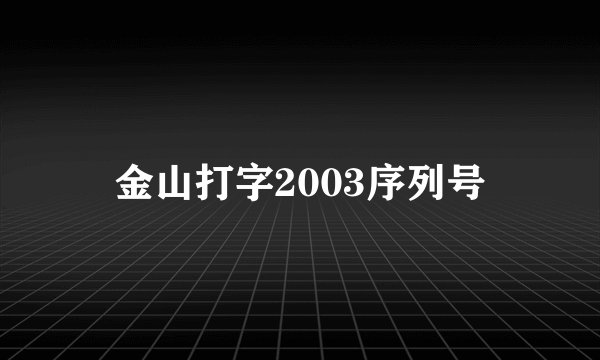 金山打字2003序列号