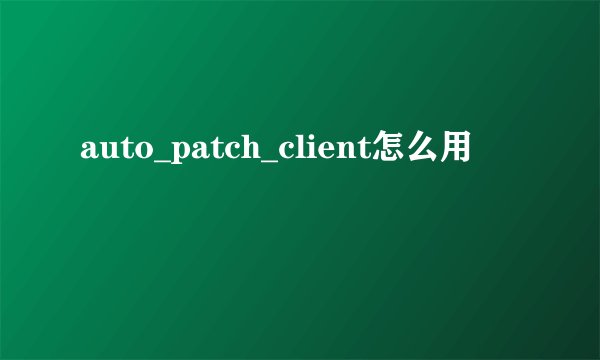 auto_patch_client怎么用