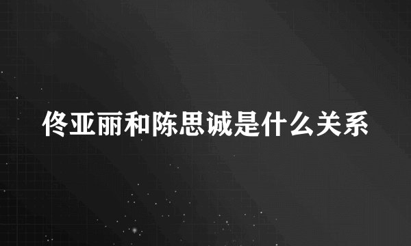 佟亚丽和陈思诚是什么关系