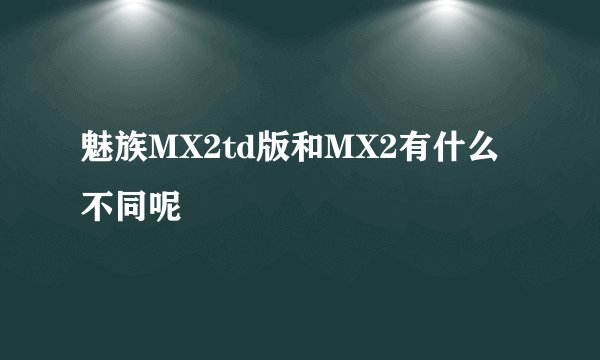 魅族MX2td版和MX2有什么不同呢