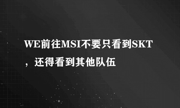 WE前往MSI不要只看到SKT，还得看到其他队伍