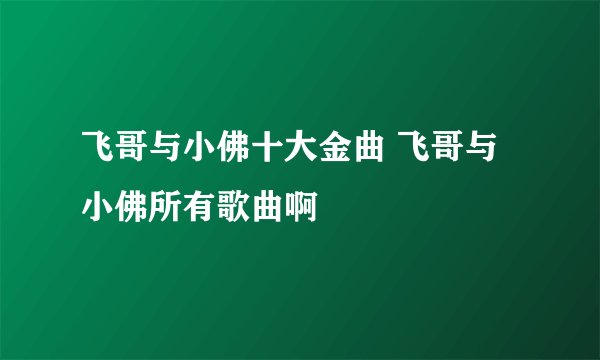 飞哥与小佛十大金曲 飞哥与小佛所有歌曲啊