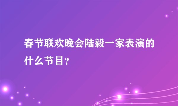 春节联欢晚会陆毅一家表演的什么节目？