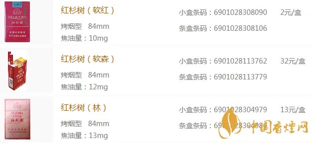 红杉树香烟价格表图2025 红杉树香烟系列香烟有几种