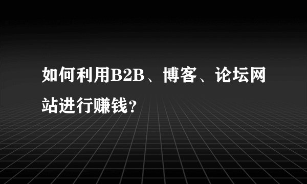 如何利用B2B、博客、论坛网站进行赚钱?