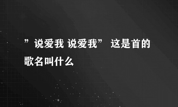 ”说爱我 说爱我” 这是首的歌名叫什么
