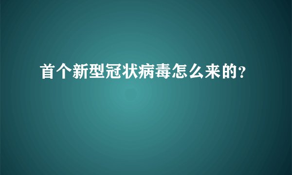 首个新型冠状病毒怎么来的？
