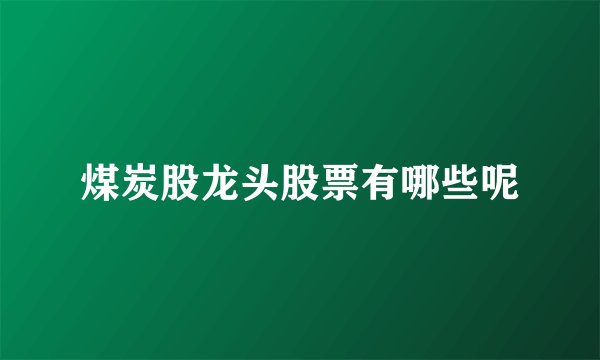 煤炭股龙头股票有哪些呢