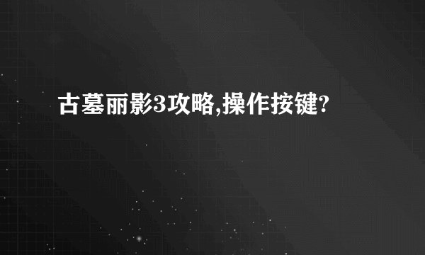 古墓丽影3攻略,操作按键?