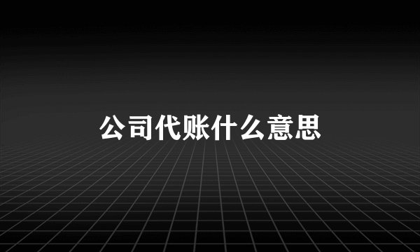 公司代账什么意思
