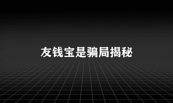 友钱宝是骗局揭秘