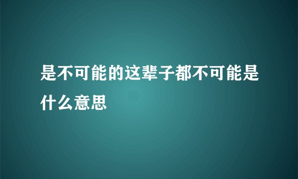 是不可能的这辈子都不可能是什么意思