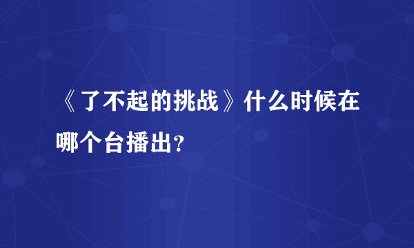 《了不起的挑战》什么时候在哪个台播出？