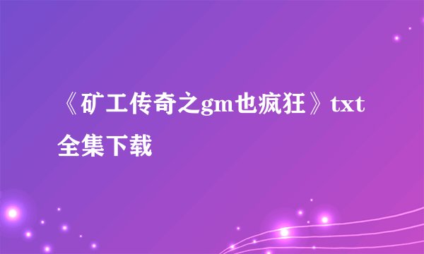 《矿工传奇之gm也疯狂》txt全集下载