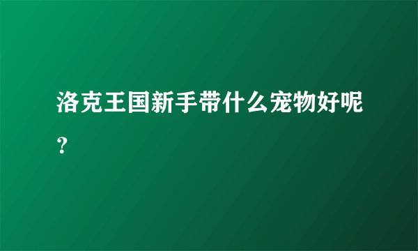 洛克王国新手带什么宠物好呢？