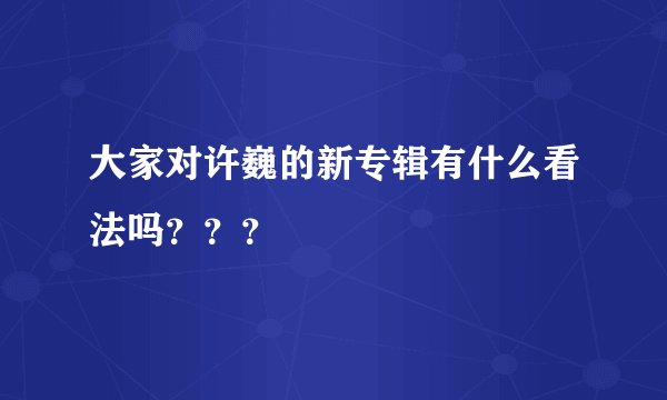 大家对许巍的新专辑有什么看法吗？？？
