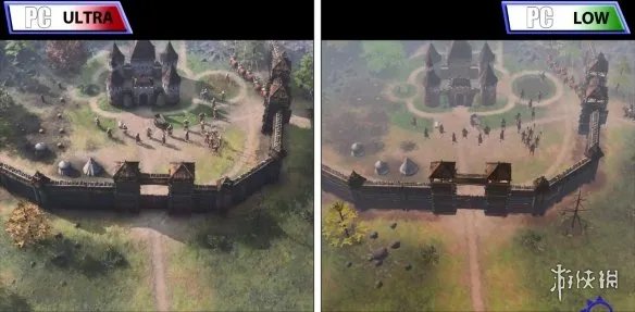 RTS大作《帝国时代4》PC低画质vs高画质同屏对比!