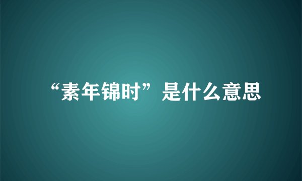 “素年锦时”是什么意思