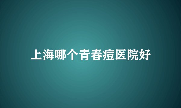 上海哪个青春痘医院好