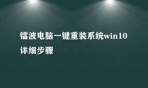 镭波电脑一键重装系统win10详细步骤