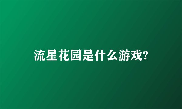 流星花园是什么游戏?
