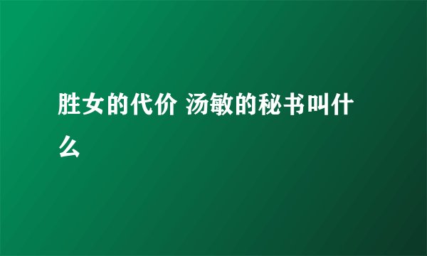 胜女的代价 汤敏的秘书叫什么