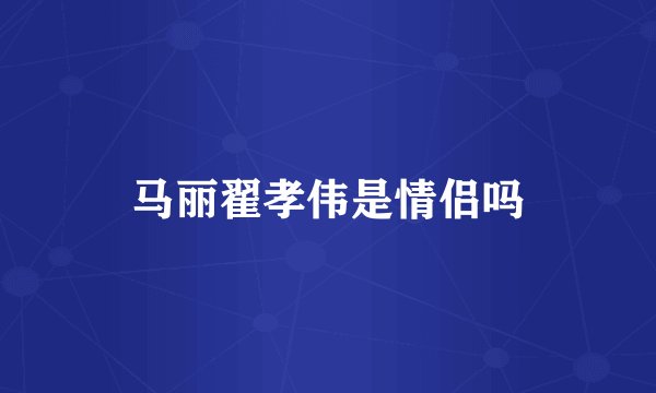 马丽翟孝伟是情侣吗