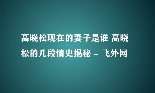 高晓松现在的妻子是谁 高晓松的几段情史揭秘 - 飞外网