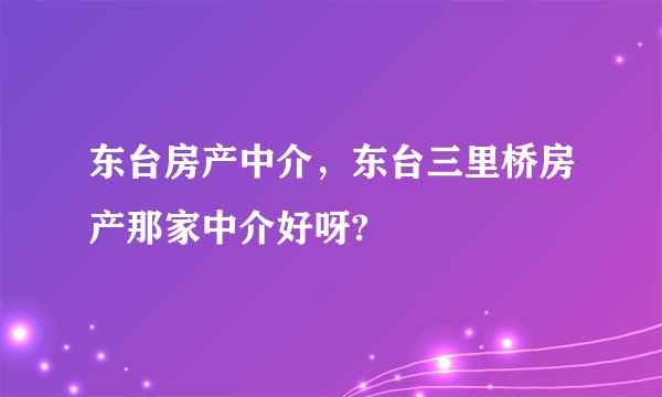东台房产中介，东台三里桥房产那家中介好呀?