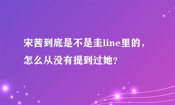 宋茜到底是不是圭line里的，怎么从没有提到过她？
