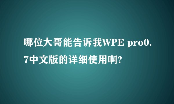 哪位大哥能告诉我WPE pro0.7中文版的详细使用啊?