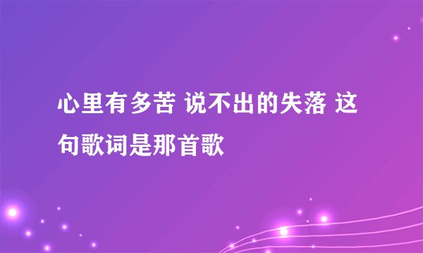 心里有多苦 说不出的失落 这句歌词是那首歌