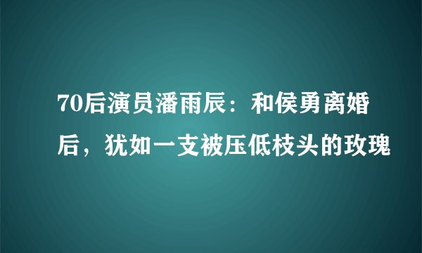 70后演员潘雨辰：和侯勇离婚后，犹如一支被压低枝头的玫瑰