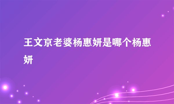 王文京老婆杨惠妍是哪个杨惠妍