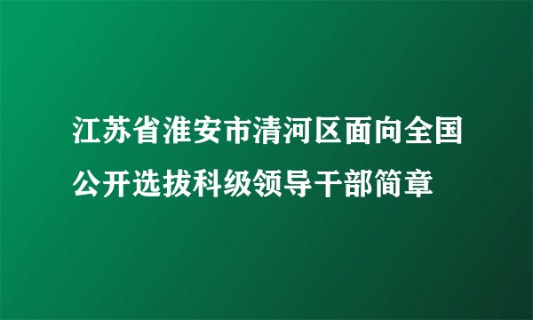 江苏省淮安市清河区面向全国公开选拔科级领导干部简章